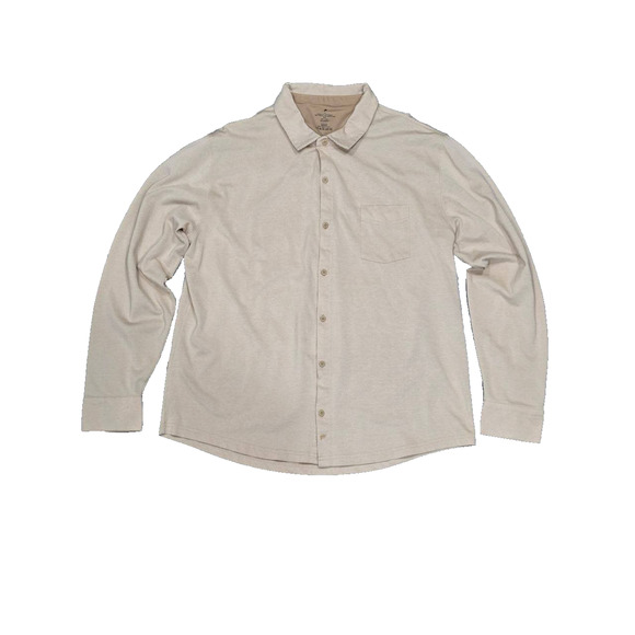 Fabletics The Dash Button Up Sport Beige Cotton Long Sleeve Shirt XXL A003332 - Picture 3 of 10